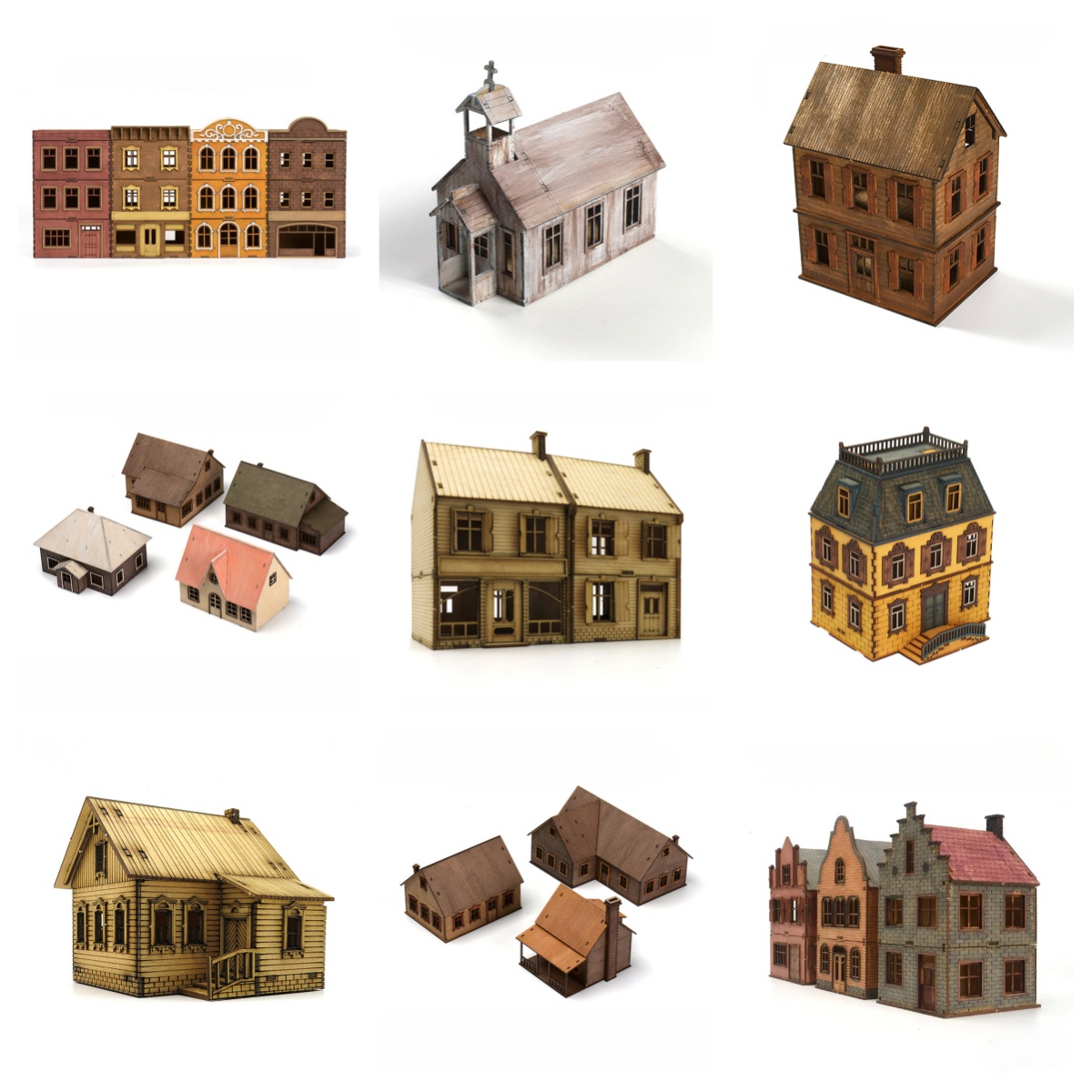 Model Kit Simulator - 1/72 Holz-Bausatz Europäische Architektur Reihenhaus Laden